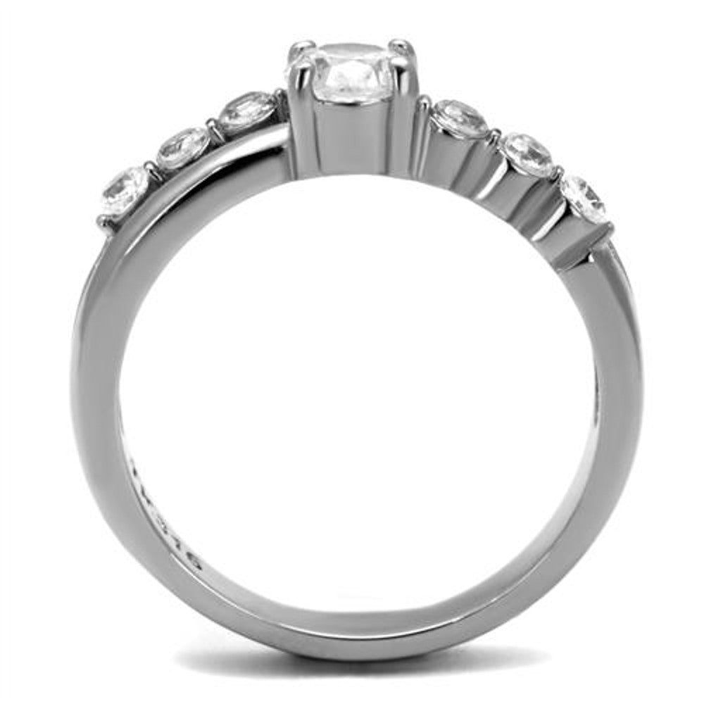 ARTK2865 Stainless Steel .64 Ct Round Cut Cubic Zirconia, Engagement Ring Women's Sz 5-10